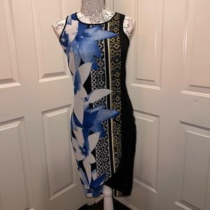 Navy multi color dress